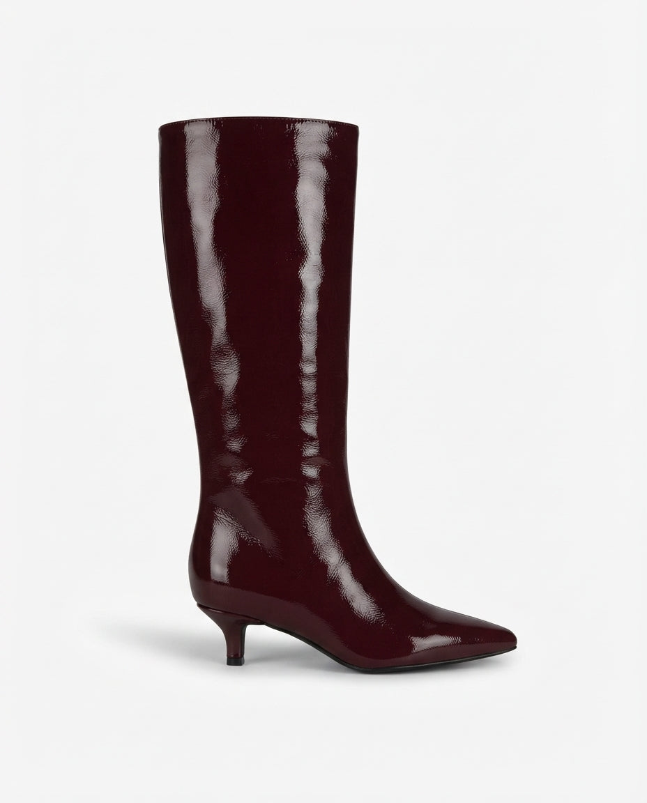 Stivale kitten heels borgogna lucido - V_GY439