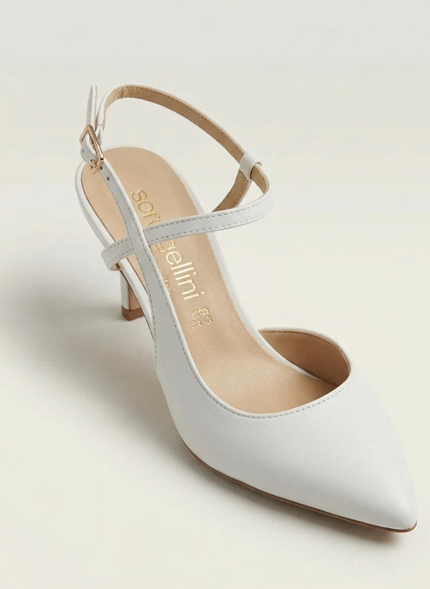 Slingback in pelle bianco sposa V_2164M05