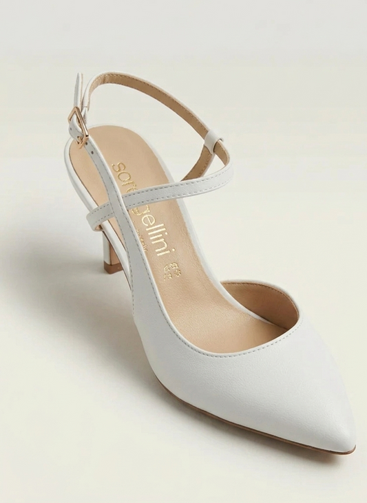 Slingback in pelle bianco sposa V_2164M05