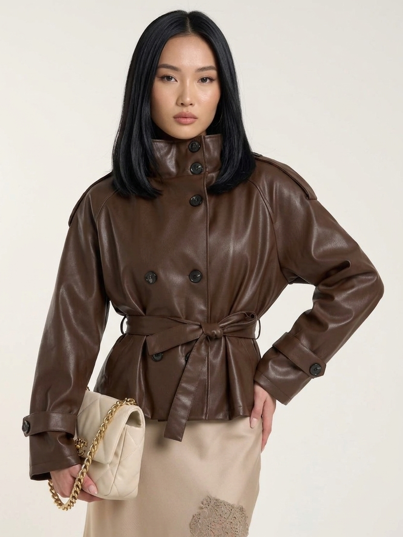 Trench in ecopelle con bottoni - V_46500