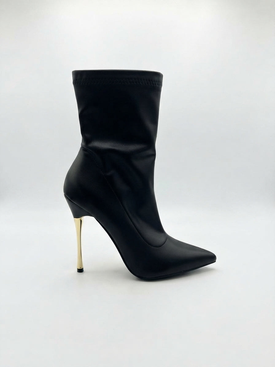 Stivaletto calzino con tacco oro - V_GP847