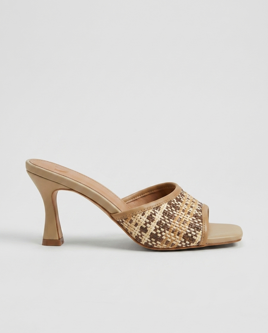 Ciabatta con tacco in raffia beige V_GP981B