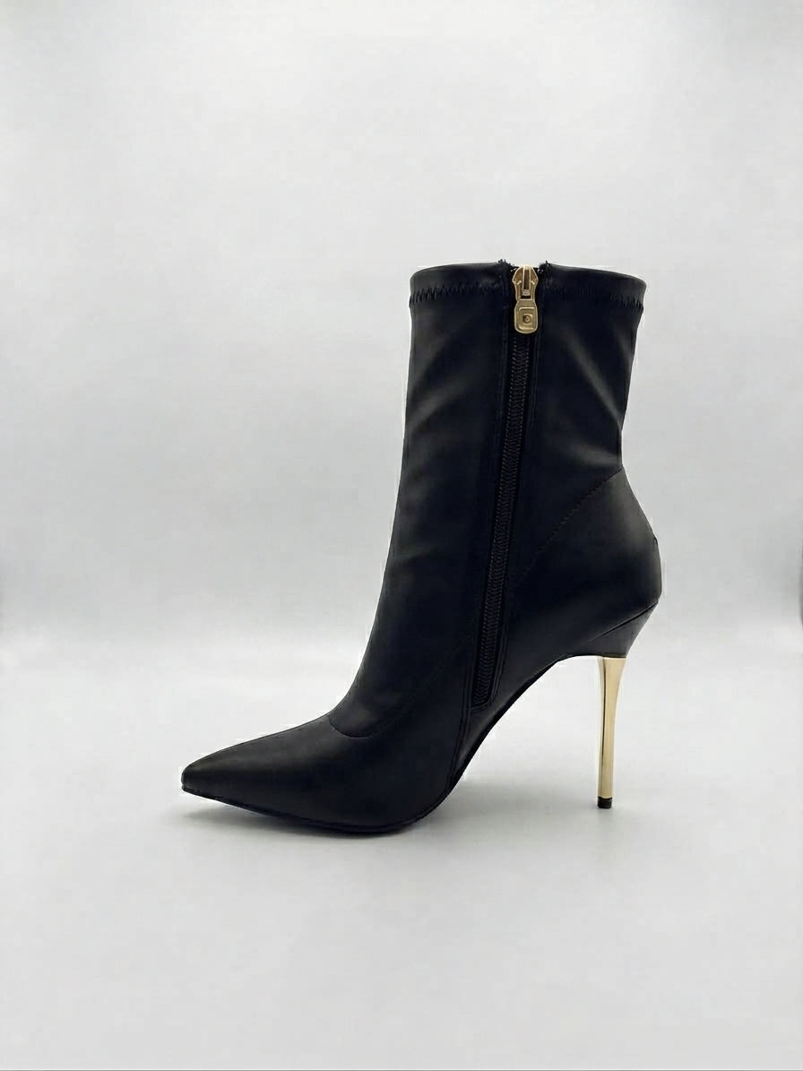 Stivaletto calzino con tacco oro - V_GP847
