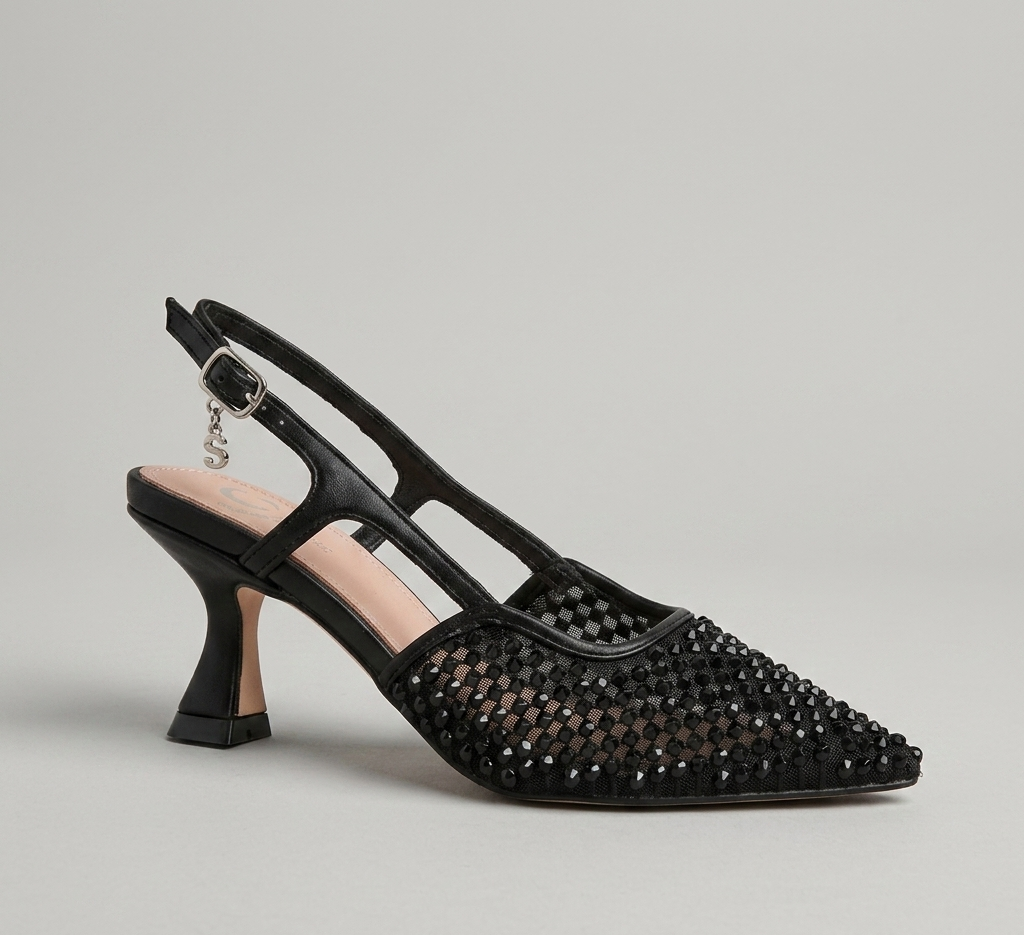 Slingback con strass nero V_GD397N