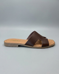 Ciabatta flat ad H in pelle moro V_712CU