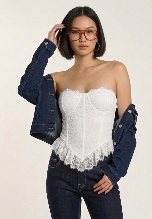 Corpetto in pizzo bianco V_85070