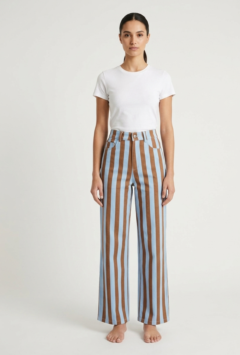 Pantaloni a righe simil zampa V_619101