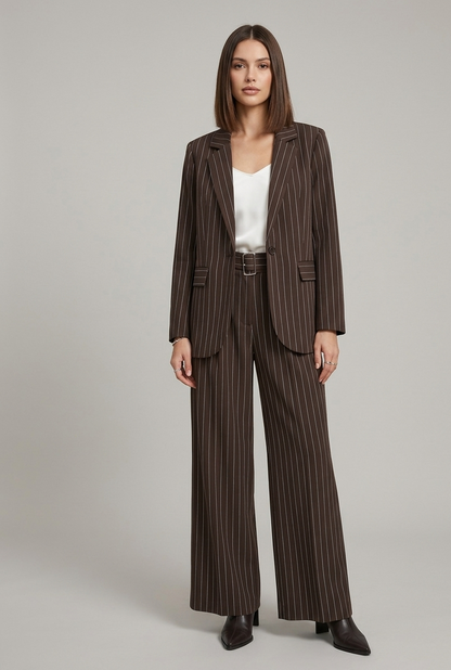 Pantalone gessato marrone - V_1923