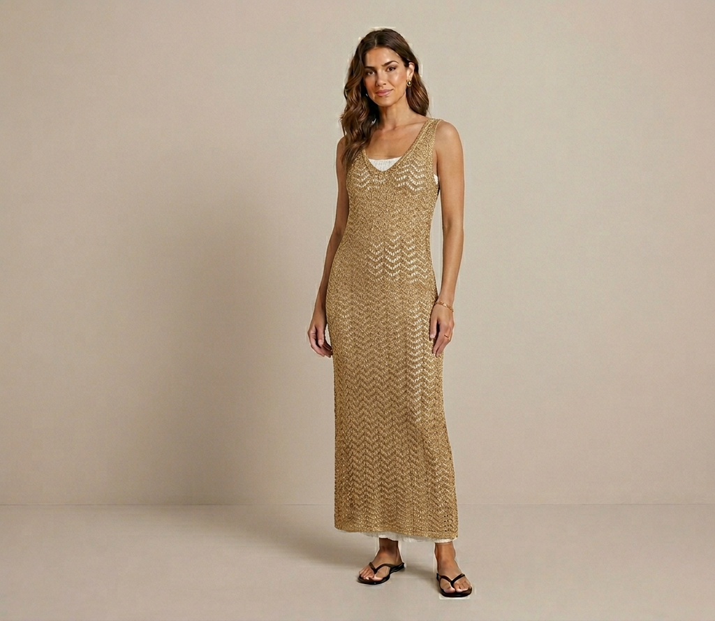 Abito lungo in lurex V_LUREX
