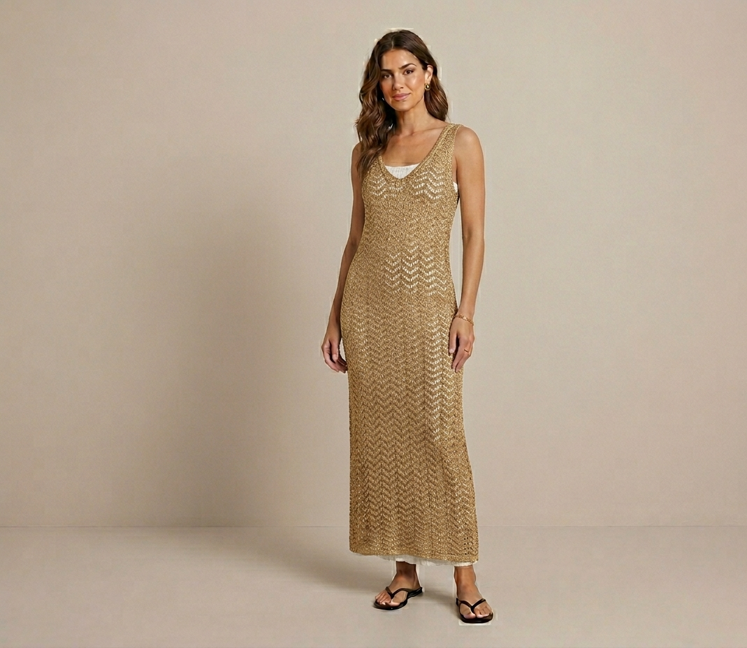 Abito lungo in lurex V_LUREX