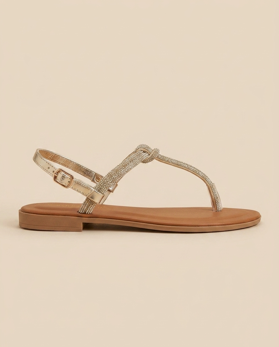 Sandalo infradito flat strass platino - V_LIDO669