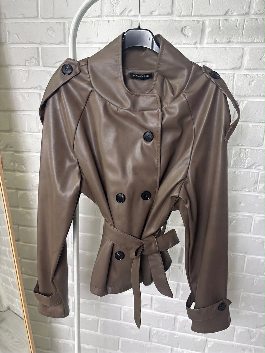 Trench in ecopelle con bottoni - V_46500