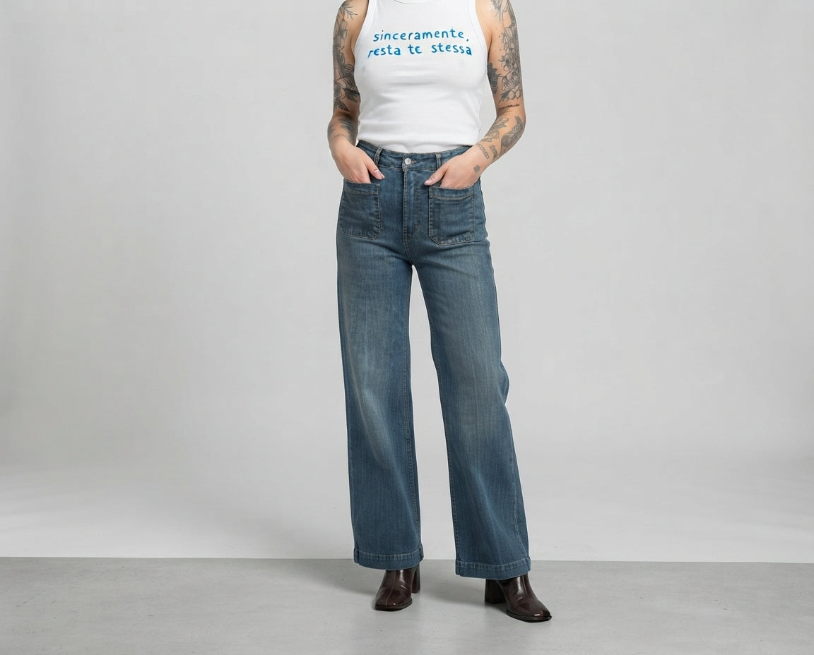 Jeans con tasche vita alta V_81106