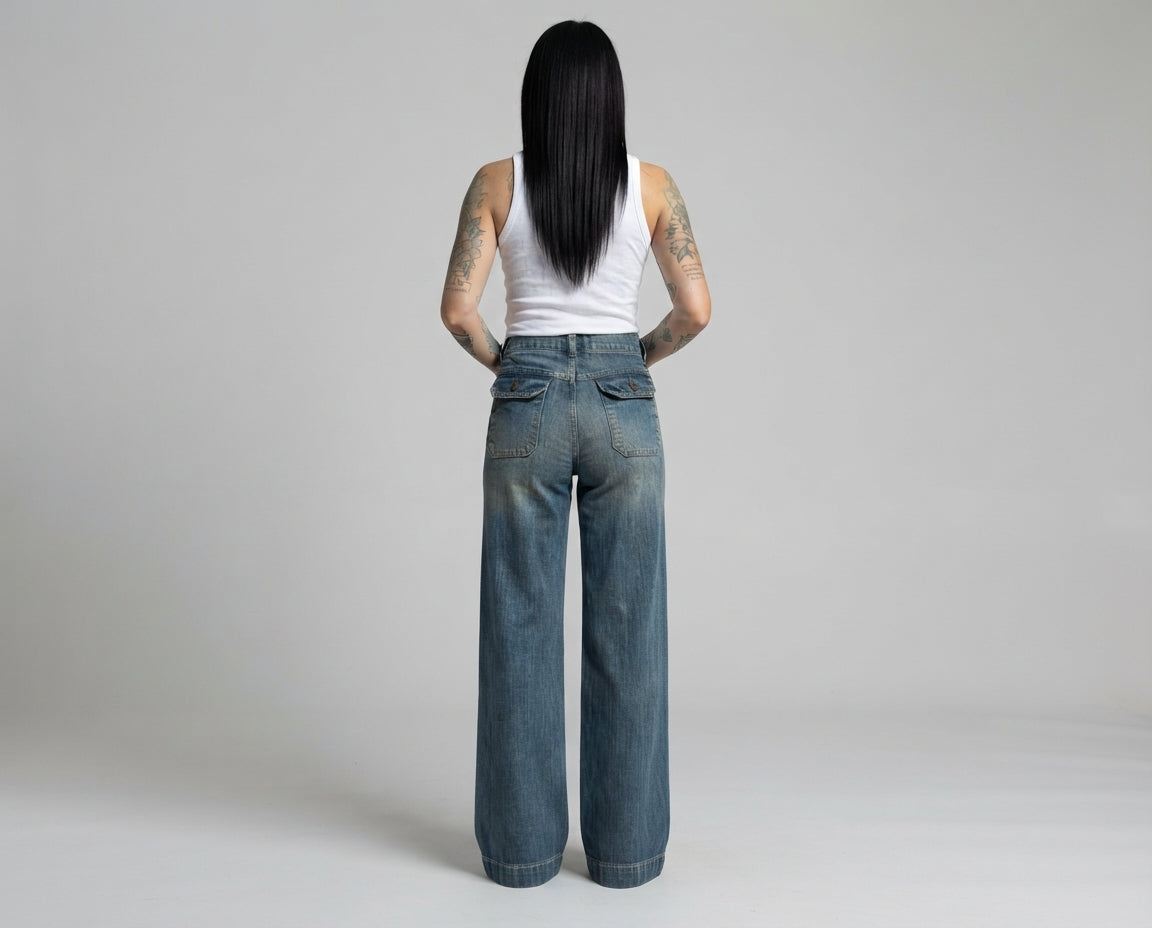 Jeans con tasche vita alta V_81106