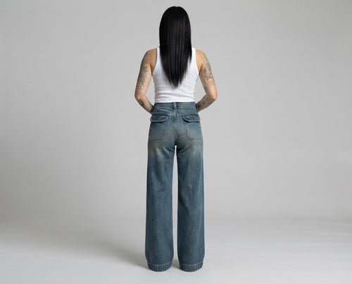 Jeans con tasche vita alta V_81106