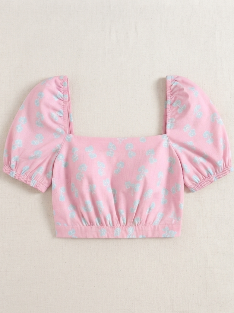 Top a fiori rosa