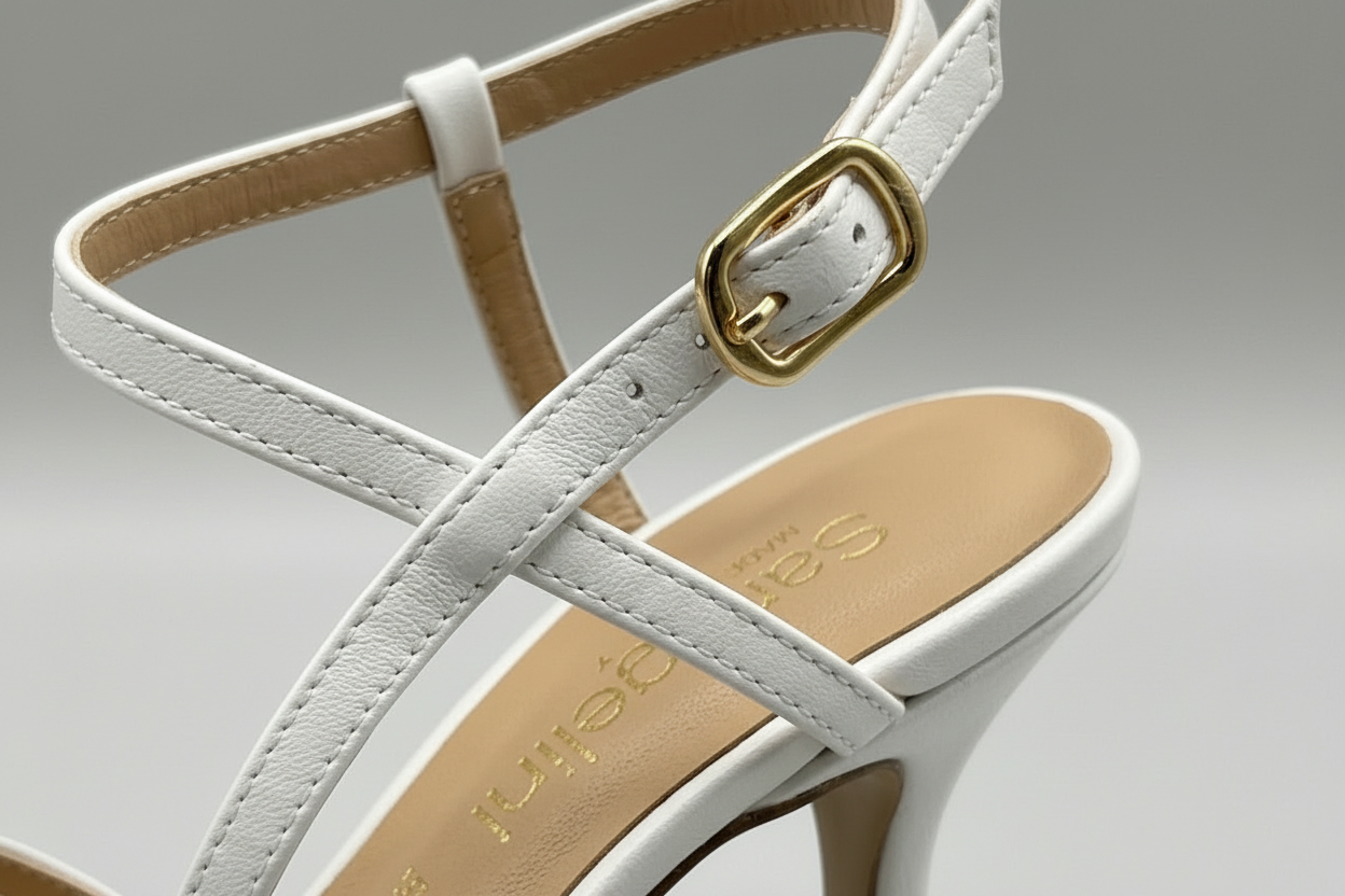 Slingback in pelle bianco sposa V_2164M05