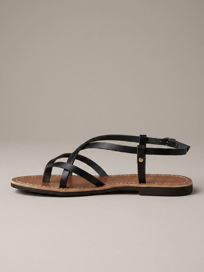 Sandalo infradito in pelle nero V_3068