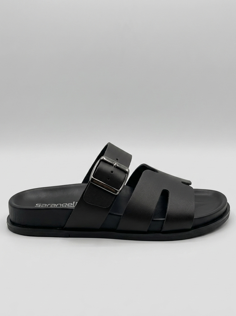 Sandalo fusbet con fasce in pelle nero V_CICI102