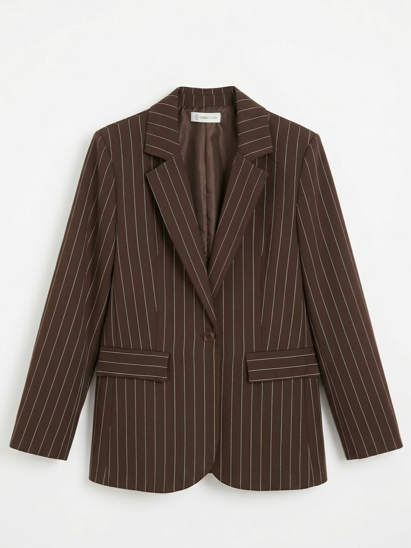 Giacca gessata marrone - V_1914