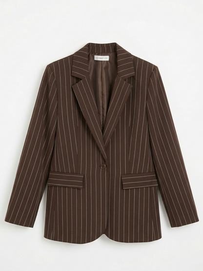 Giacca gessata marrone - V_1914