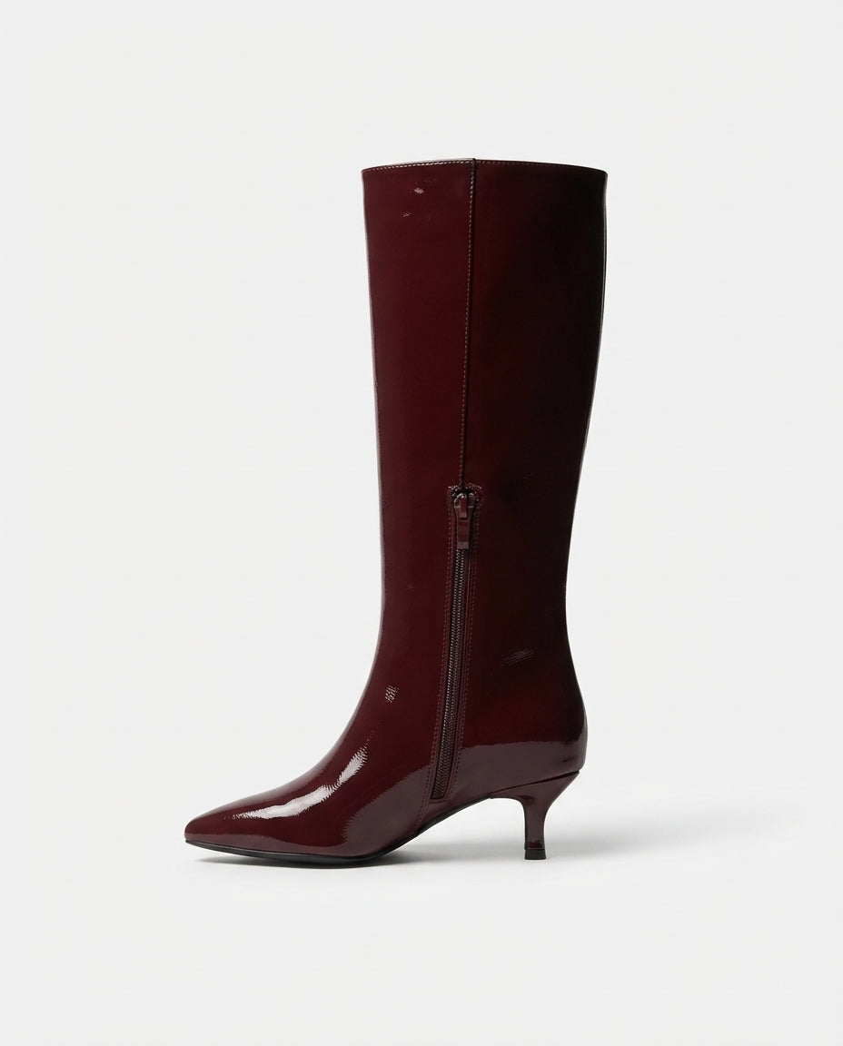 Stivale kitten heels borgogna lucido - V_GY439