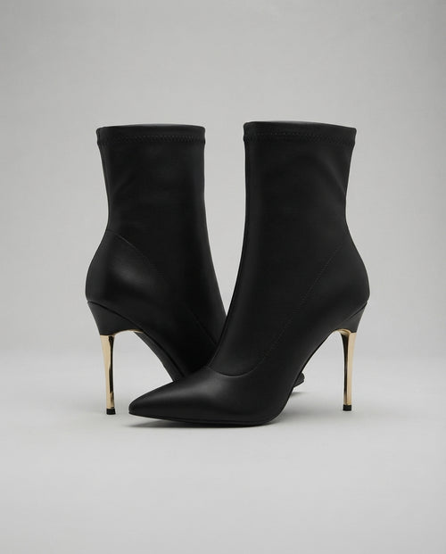 Stivaletto calzino con tacco oro - V_GP847