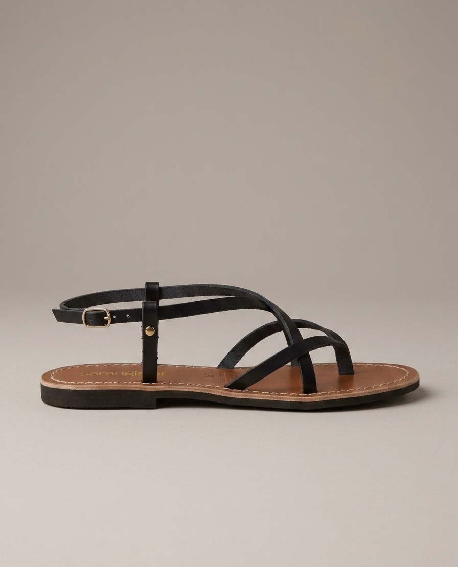 Sandalo infradito in pelle nero V_3068