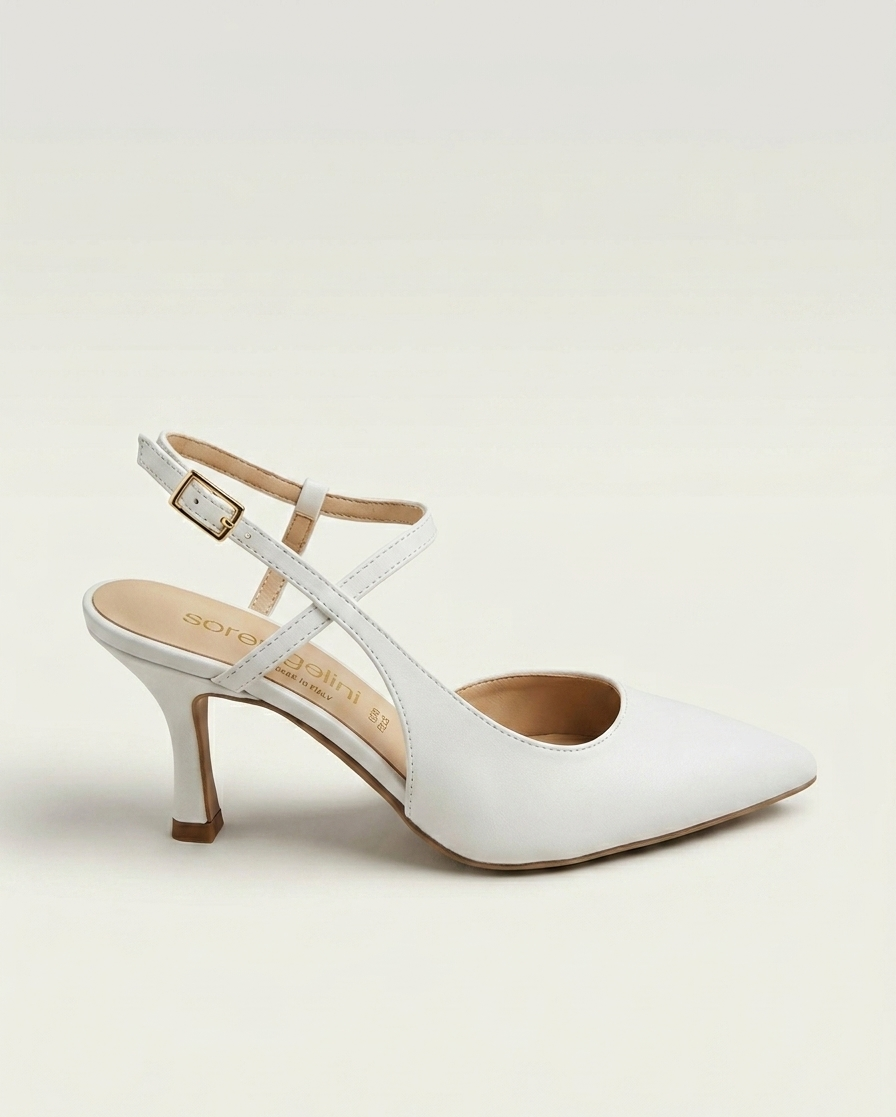 Slingback in pelle bianco sposa V_2164M05