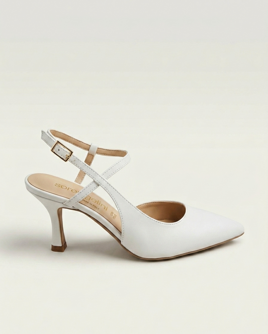 Slingback in pelle bianco sposa V_2164M05