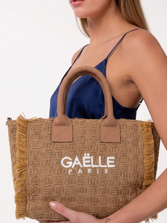 Gaelle Regular shopper moka ricamo con logo V_W0317M