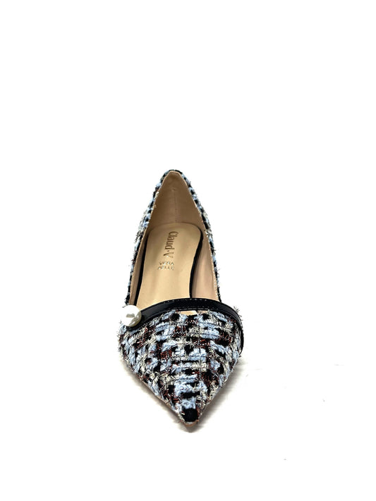 Decollete' scollo a V tessuto boucle' blu - YH08