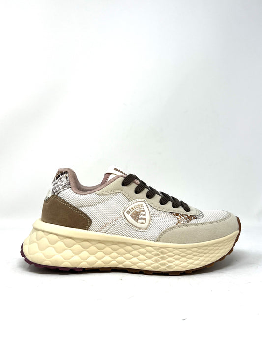Sneaker cream/brown tessuto - LYNBRO