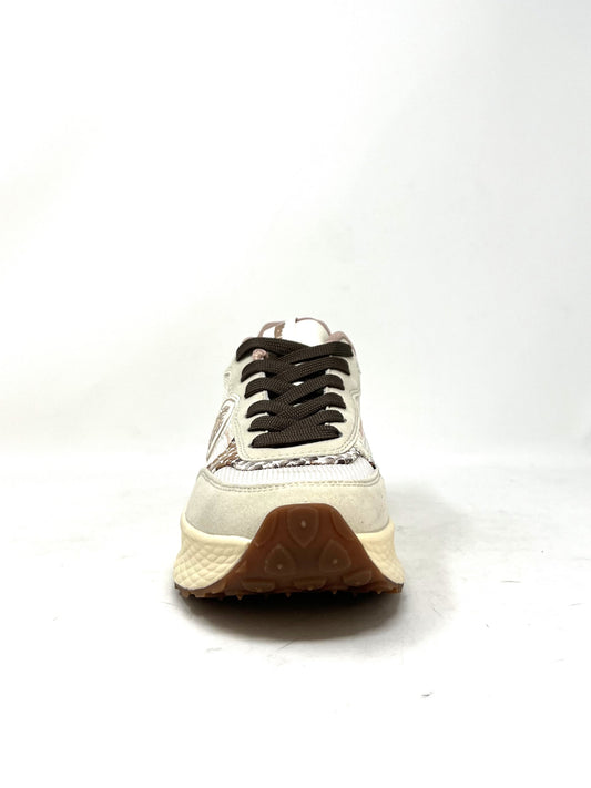 Sneaker cream/brown tessuto - LYNBRO