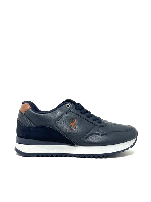 Sneaker ecopelle lacci blu - 1999BL