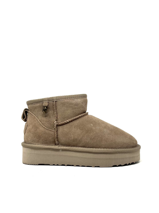 Scarponcino con pelo camoscio taupe - 41121T