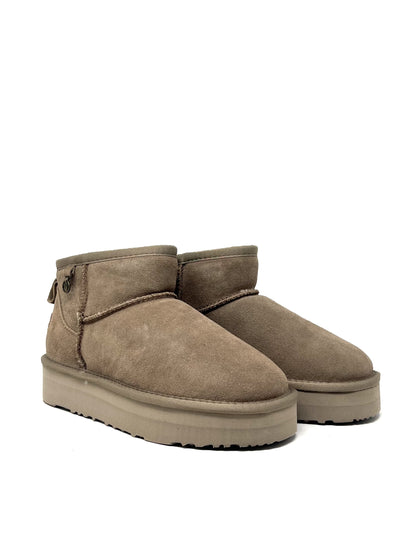 Scarponcino con pelo camoscio taupe - 41121T