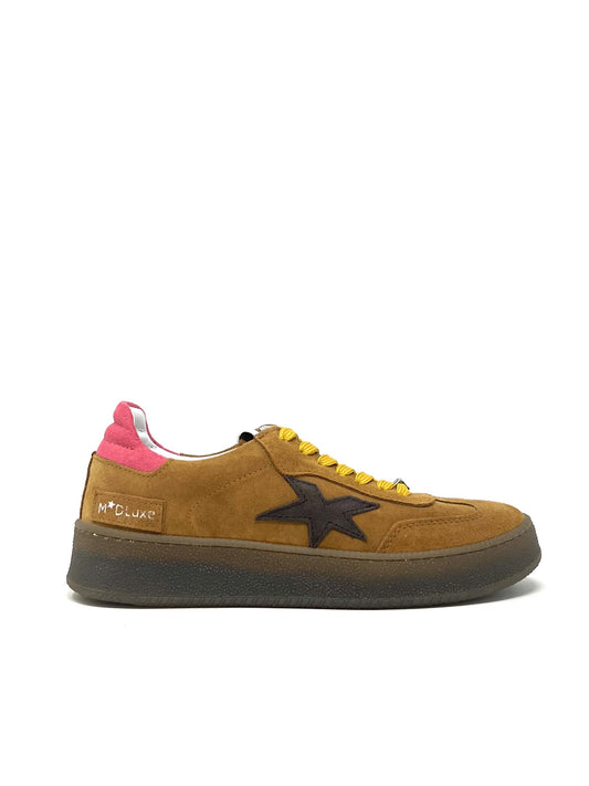 Sneaker stella tabacco lacci gialli - 526SBT