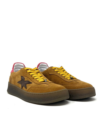Sneaker stella tabacco lacci gialli - 526SBT