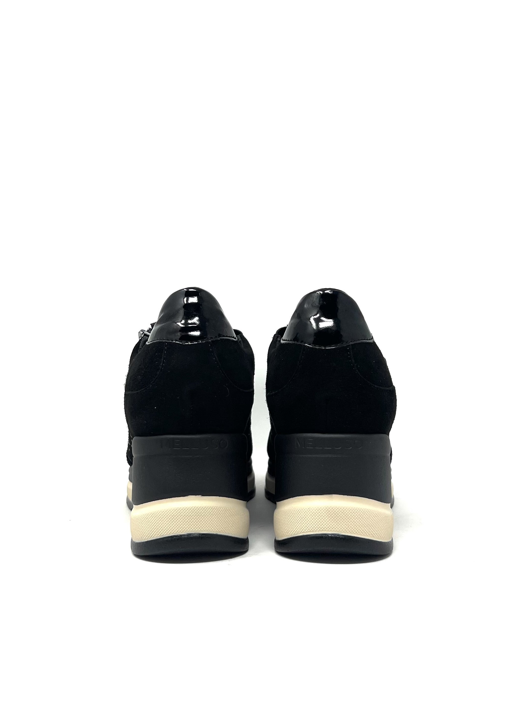 Sneaker su zeppa strass nero - R25563