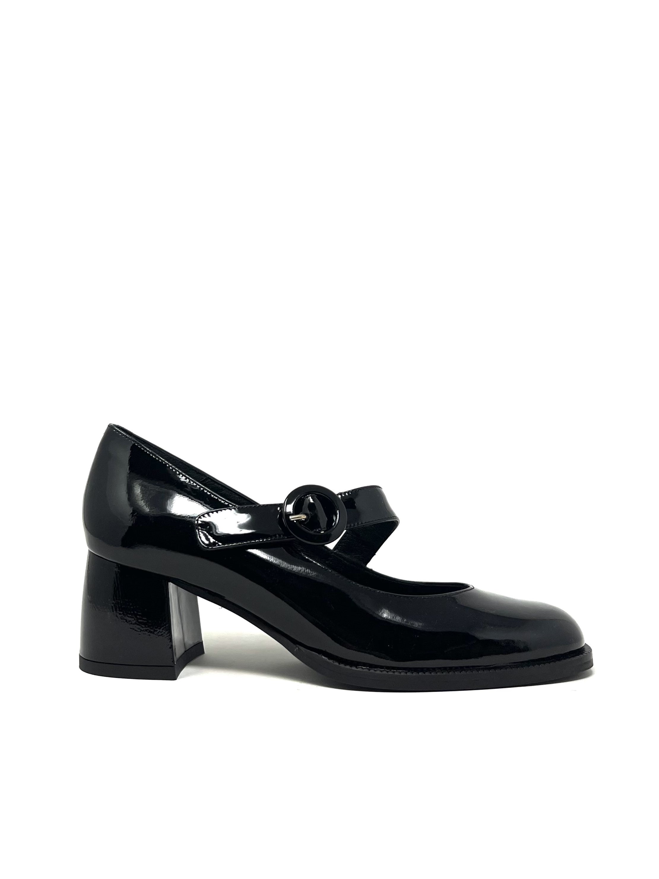 Decollete' tacco largo vernice nero - V5426