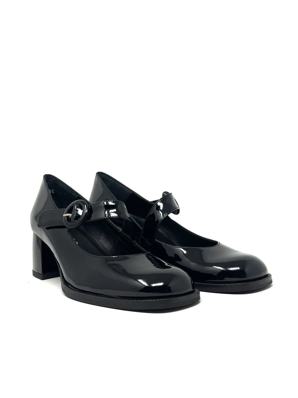 Decollete' tacco largo vernice nero - V5426