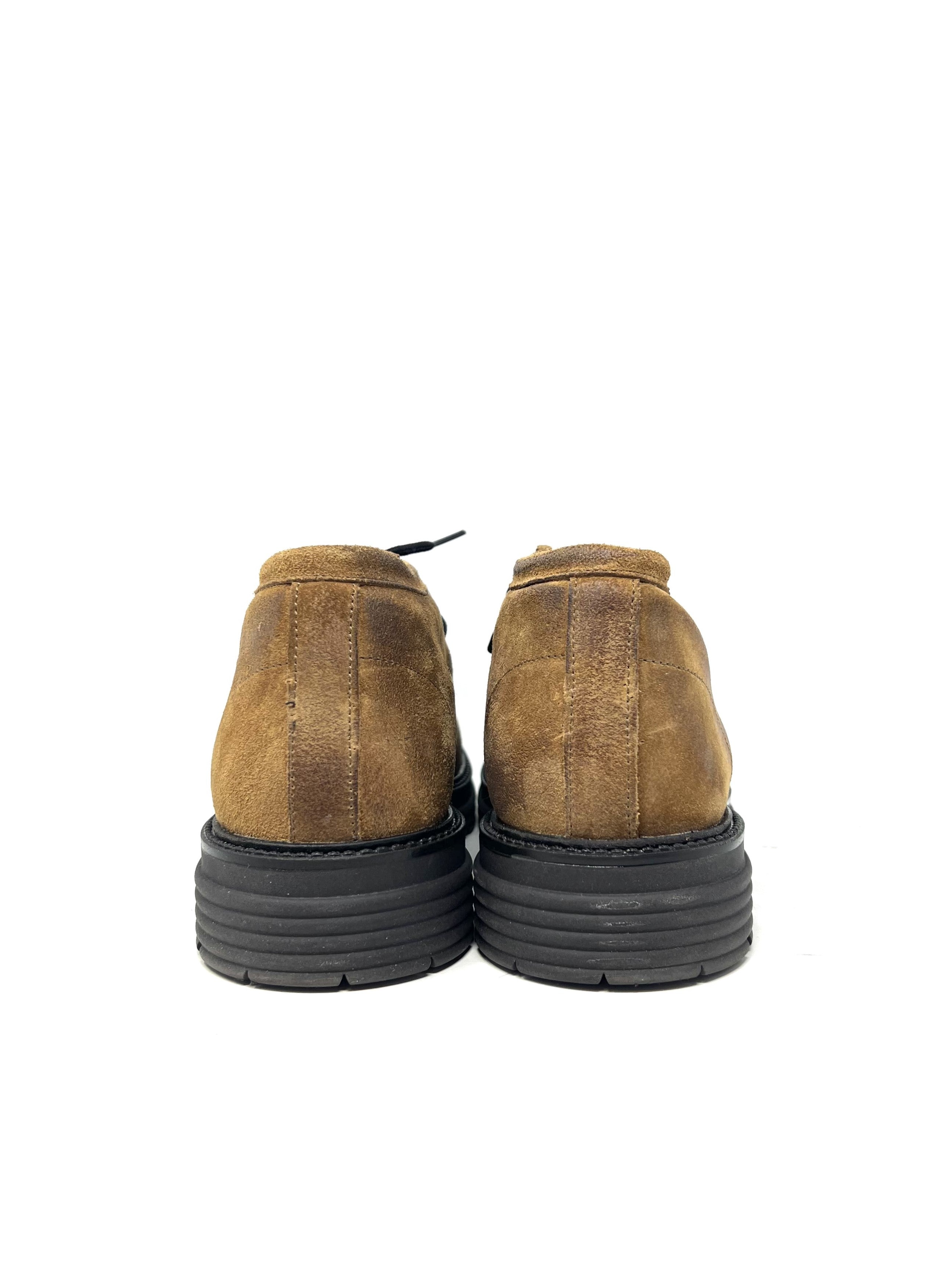 Scarpa ingegnere pelle scamosciata marrone - CC689