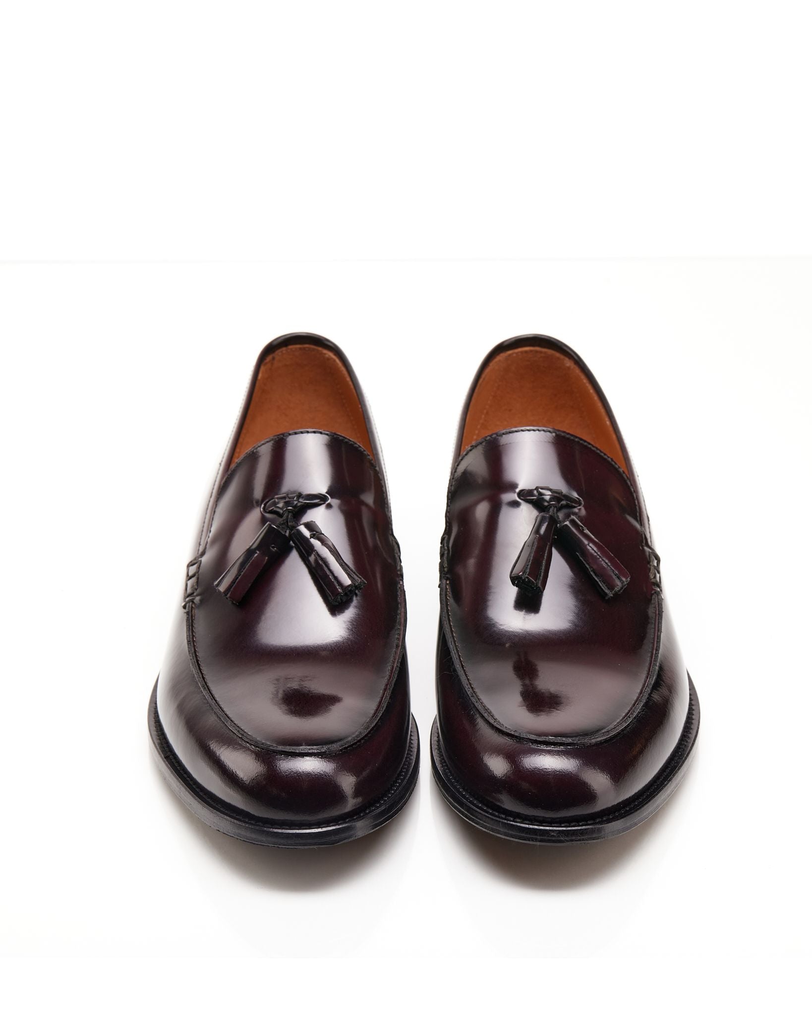 Mocassino con nappe abrasivato bordeaux -313BO