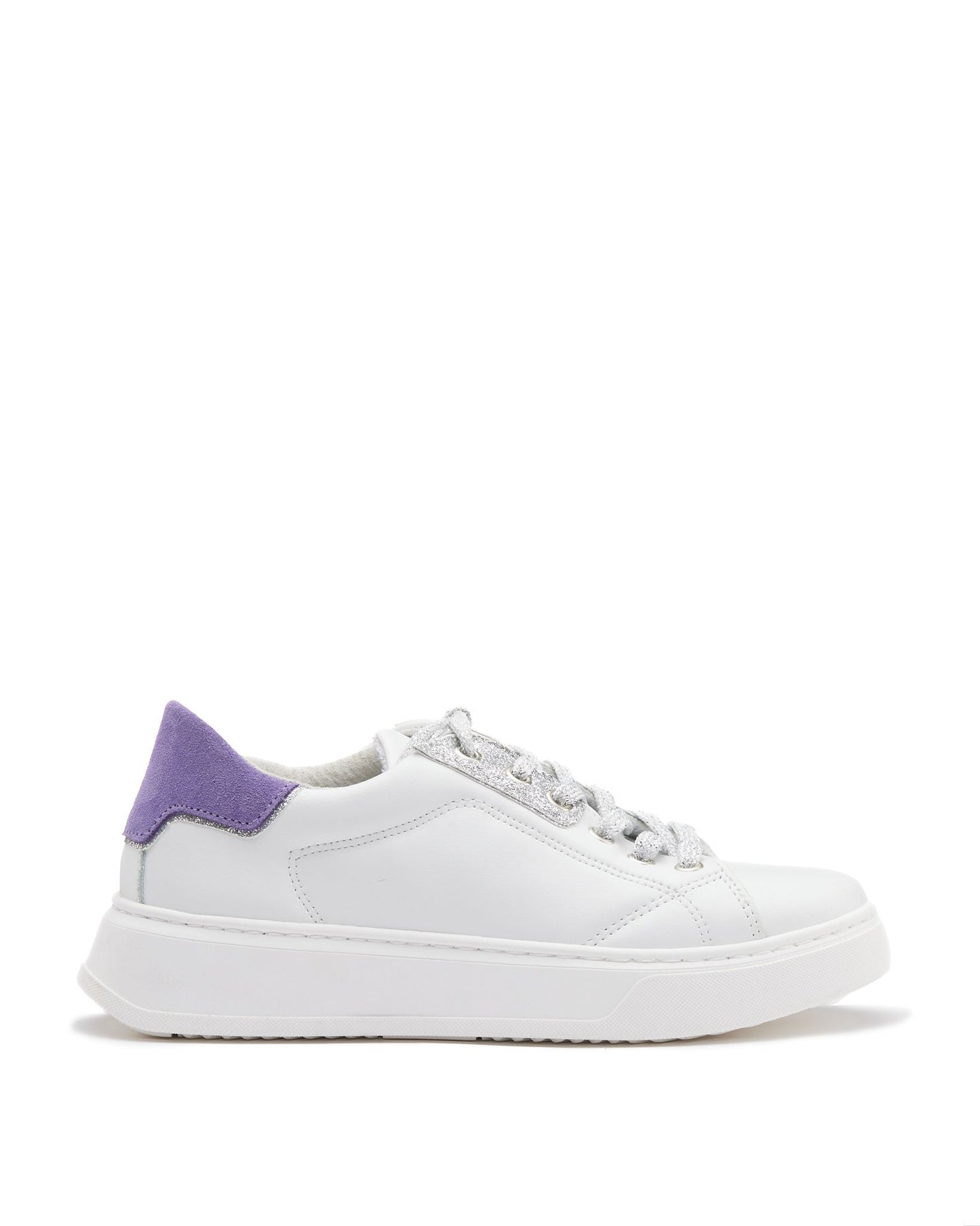 Sneakers in pelle bianca tallonetta lilla -DORA1BL