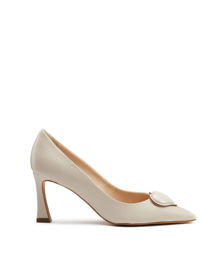 Decolletè cuore in pelle off white -2051B3