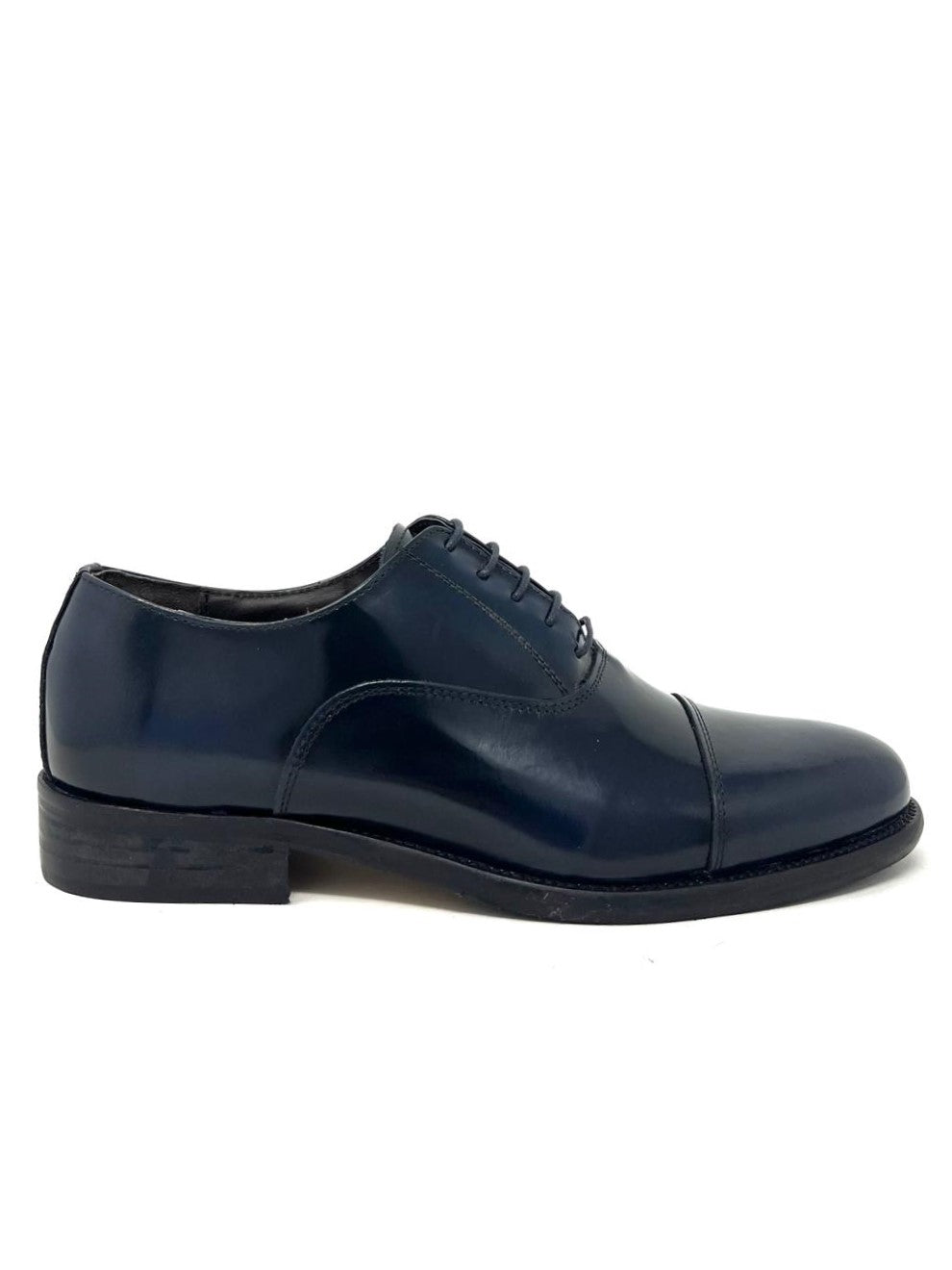Scarpa elegante derby uomo vernice blu abrasivato -B7CDERN