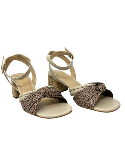 Sandalo con tacco quadrato in sughero beige - 2502GSA