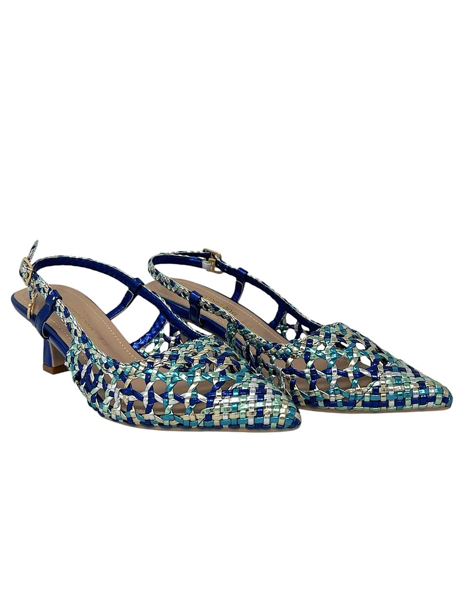 Decollete' slingback intrecciata blu - E0601PM