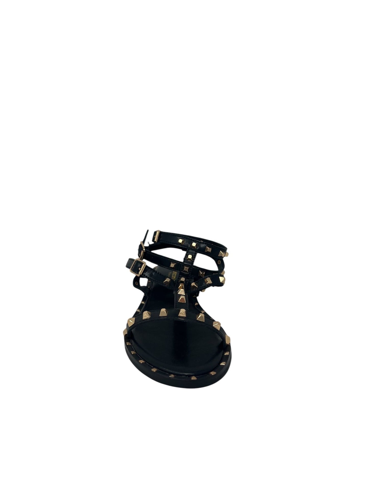 Sandalo basso gladiatore nero accessorio oro - E3701AS